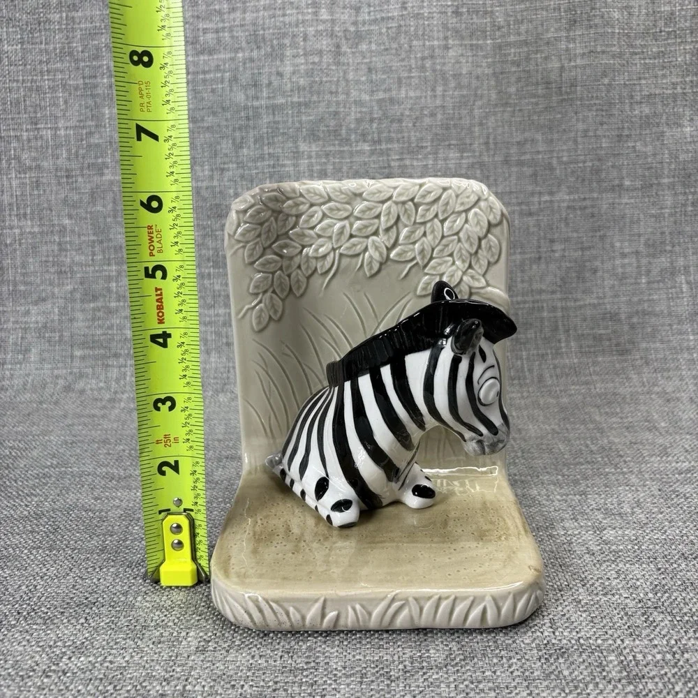 Vintage Quon-Quon Japan Ceramic Zebra Single Bookend Safari Decor 1980s‎ MCMLXXX